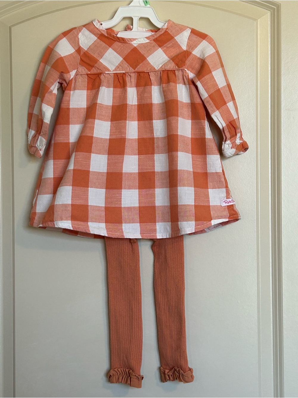 12-18M Ruffle Butts Gingham Dress w/ matching Tights